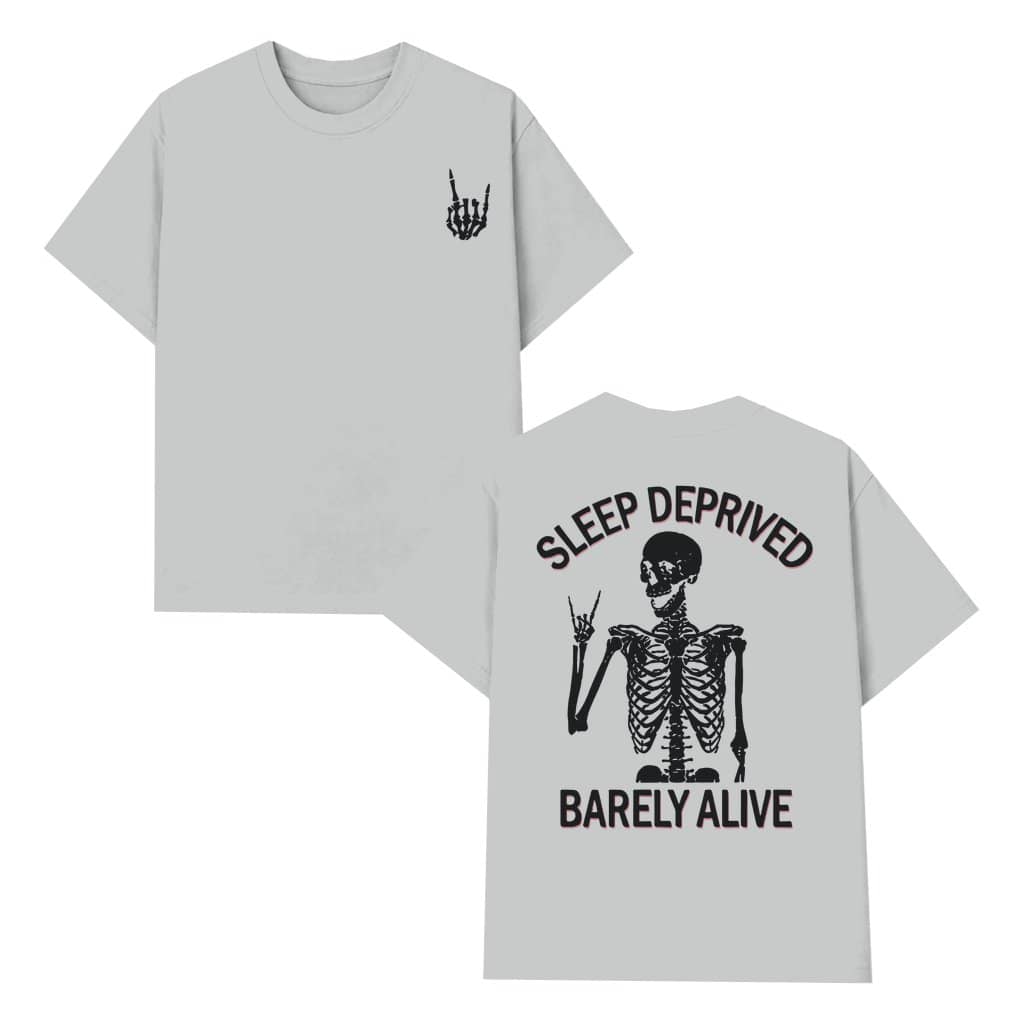 Funny Vintage Sleep Deprived Barely Alive T-shirt – Birthday Gift for Adults