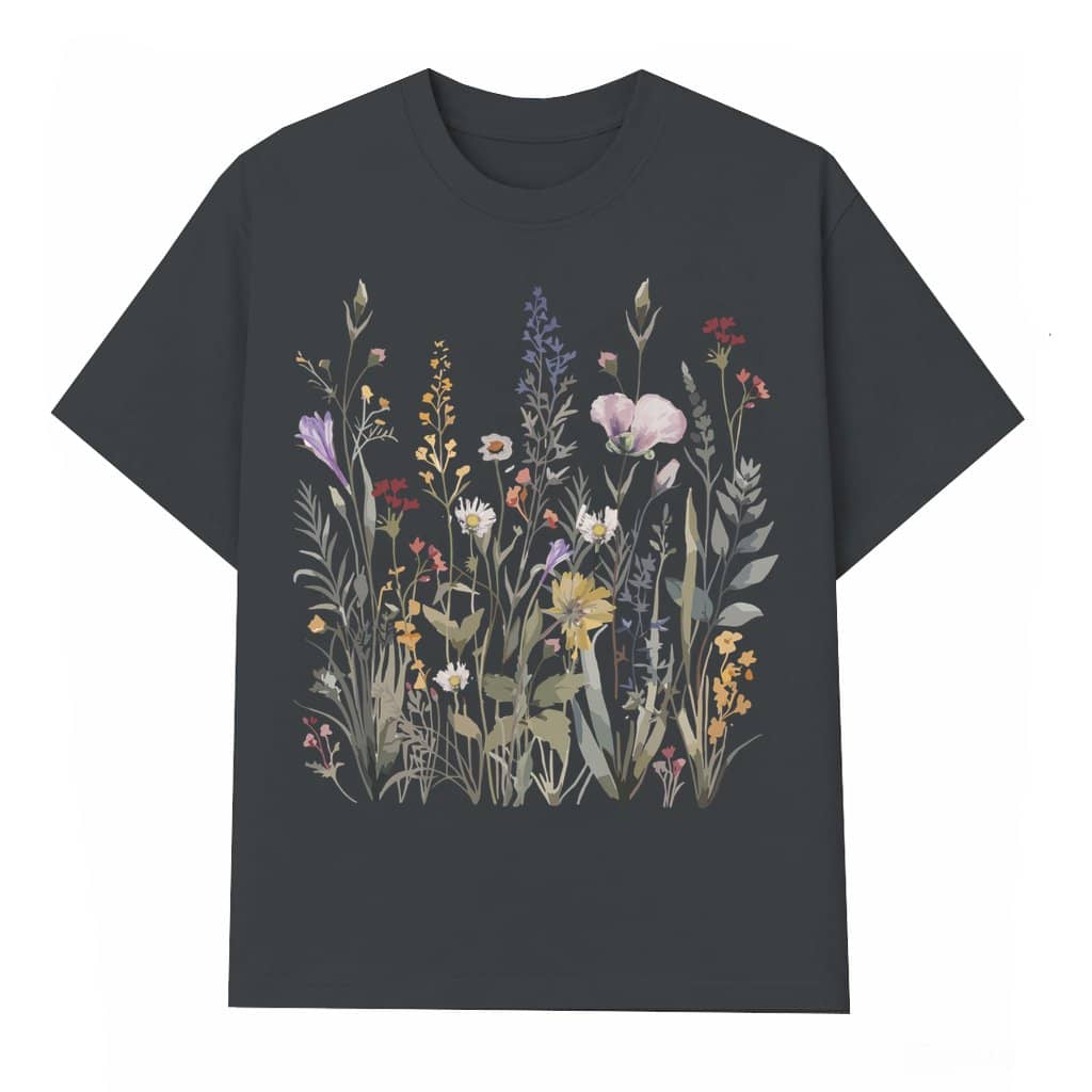 Vintage Wild Flowers T-shirt – Gift for Nature Lover Pastel Floral Cottagecore