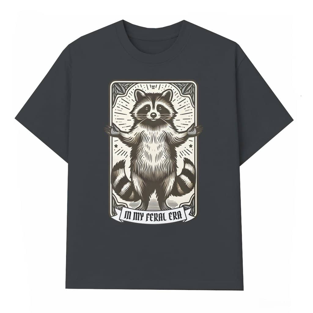 Feral Era Raccoon Tarot Card T-shirt – Gift for Animal Lover Vintage Funny
