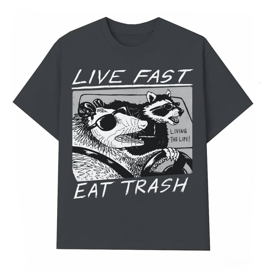 Live Fast Eat Trash Opossum T-shirt – Funny Gift for Opossum Lovers Vintage 90s Style