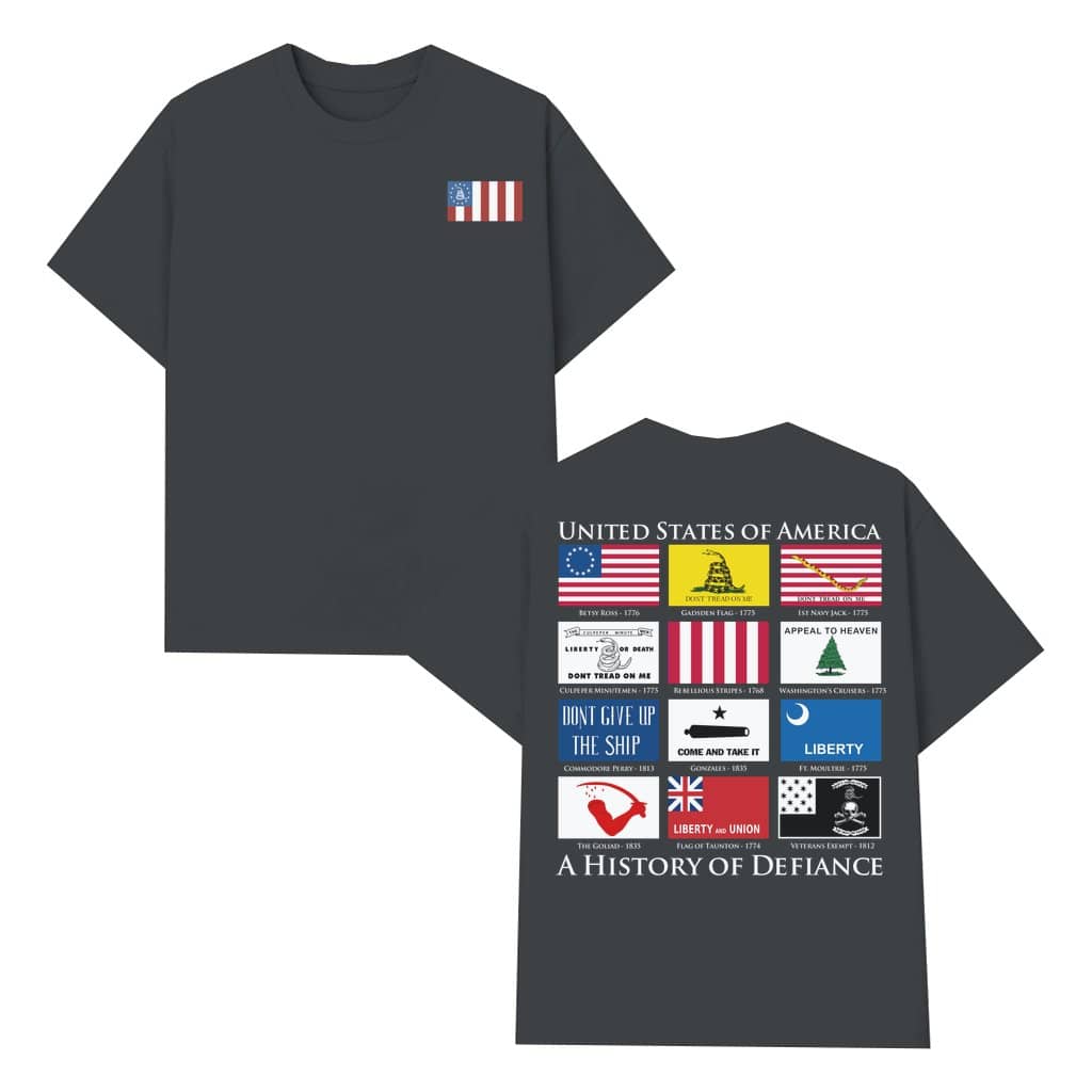 Revolutionary Flags Patriotic T-shirt – 4th of July Vintage Gift for Men