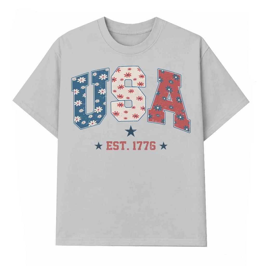 1776 USA Floral T-shirt – 4th of July Gift for Men Women Vintage