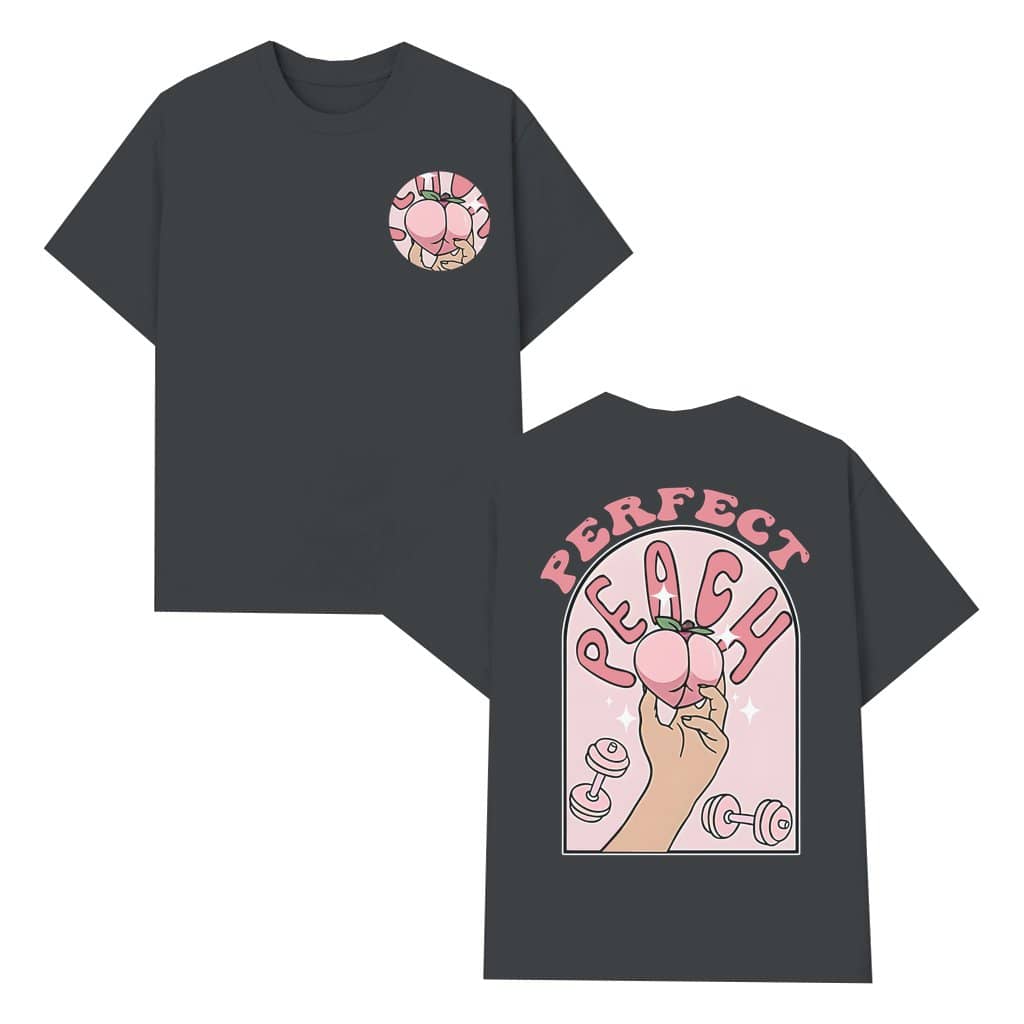 Perfect Peach Wash Tee – Gym Workout Gift for Women Men Vintage Trendy