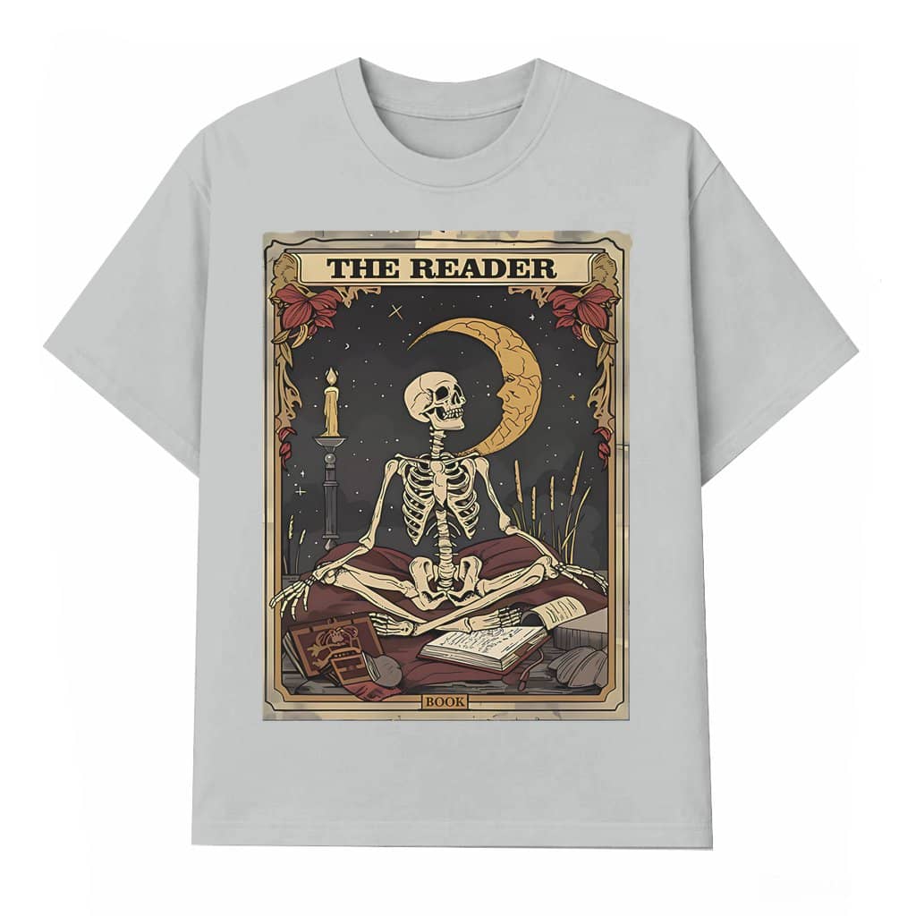 Skeleton Moon T-shirt – Birthday Gift for Women Trendy Vintage Short Sleeve