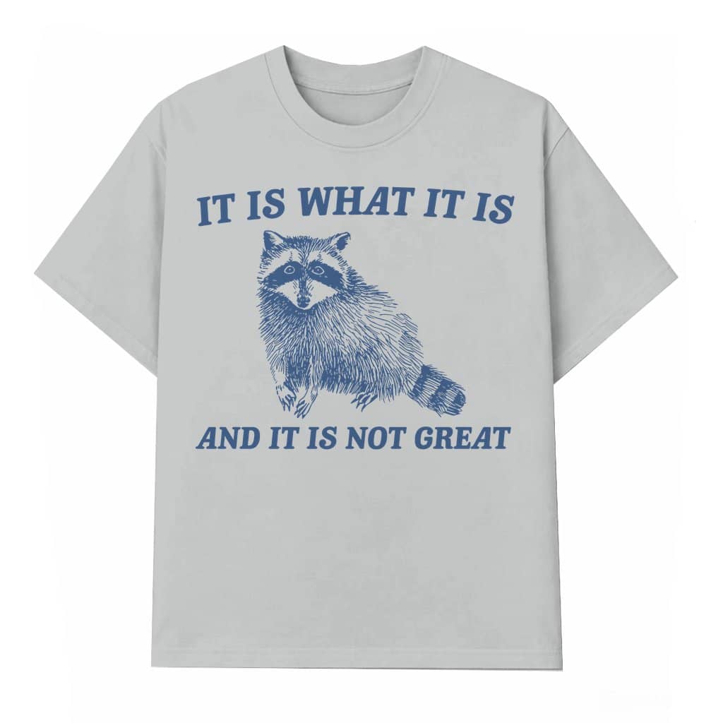 'It Is What It Is And It Is Not Great' T-shirt – Funny Raccoon Birthday Gift for Him Her Vintage
