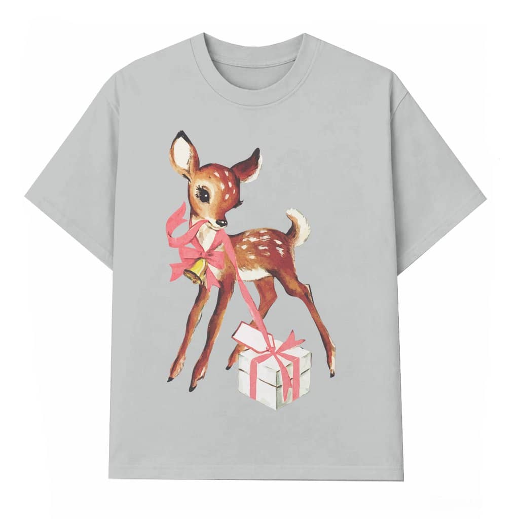 Vintage Pink Reindeer T-shirt – Christmas Gift for Women Cute