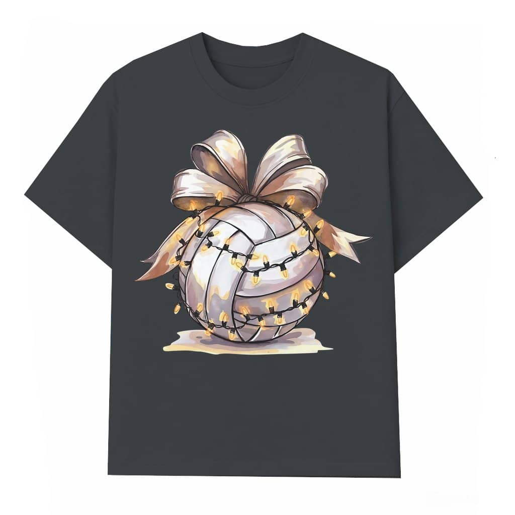 Coquette Bow Volleyball T-shirt – Game Day Gift for Volleyball Mom Girl Vintage Retro