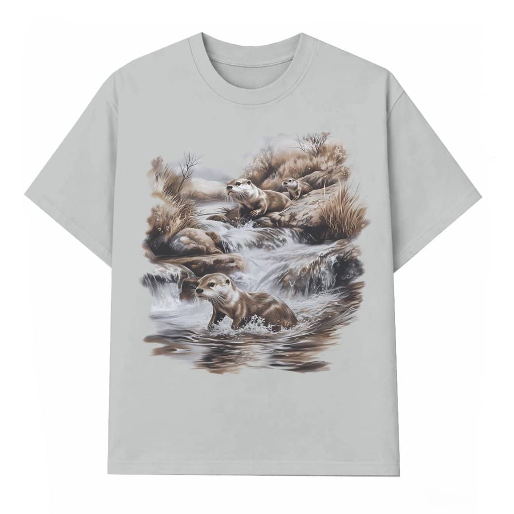 Retro River Otters T-shirt – Vintage Wildlife Gift for Nature Lover