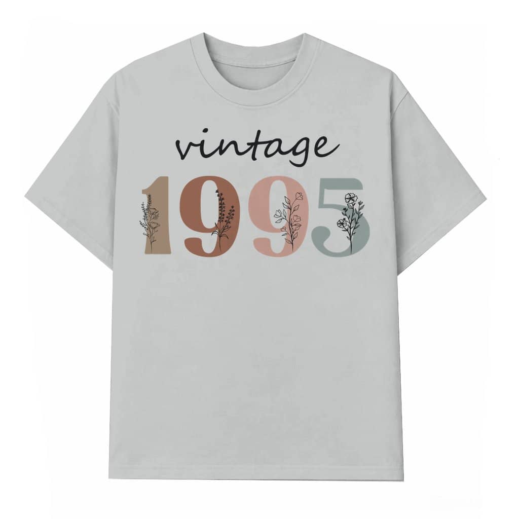 Vintage Wildflower T-shirt – 30th Birthday Gift for Women Friend 1995