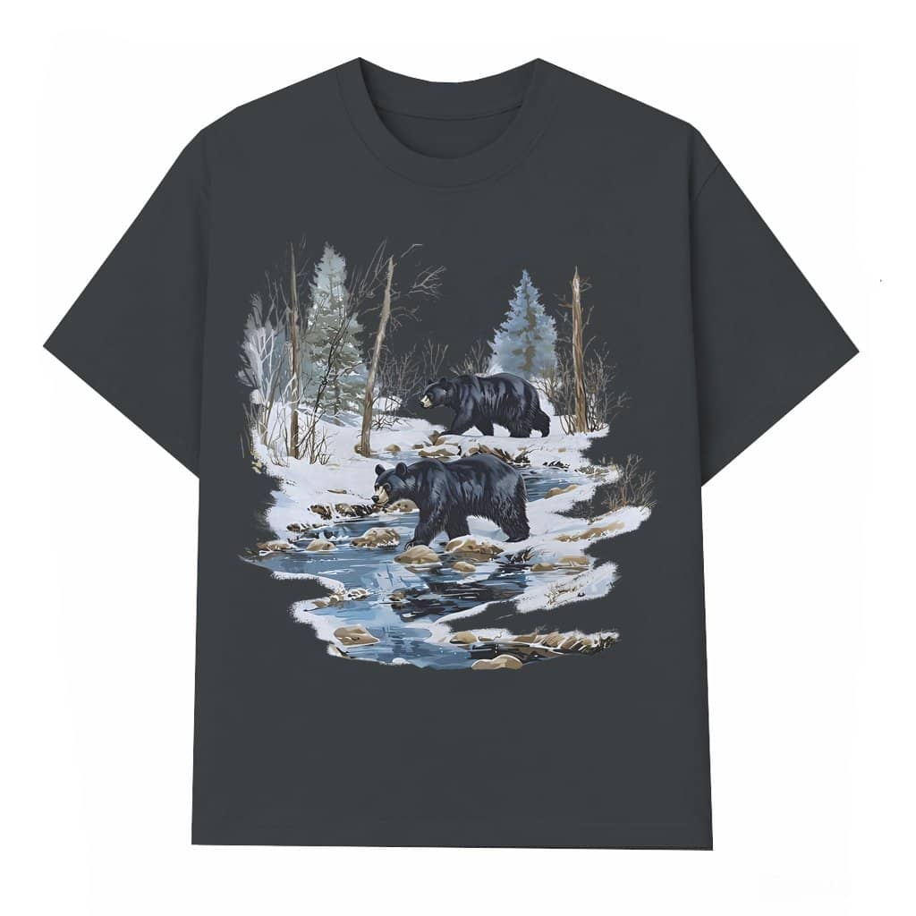 Retro Black Bears T-shirt – Gift for Him Her 90s Vintage Camping