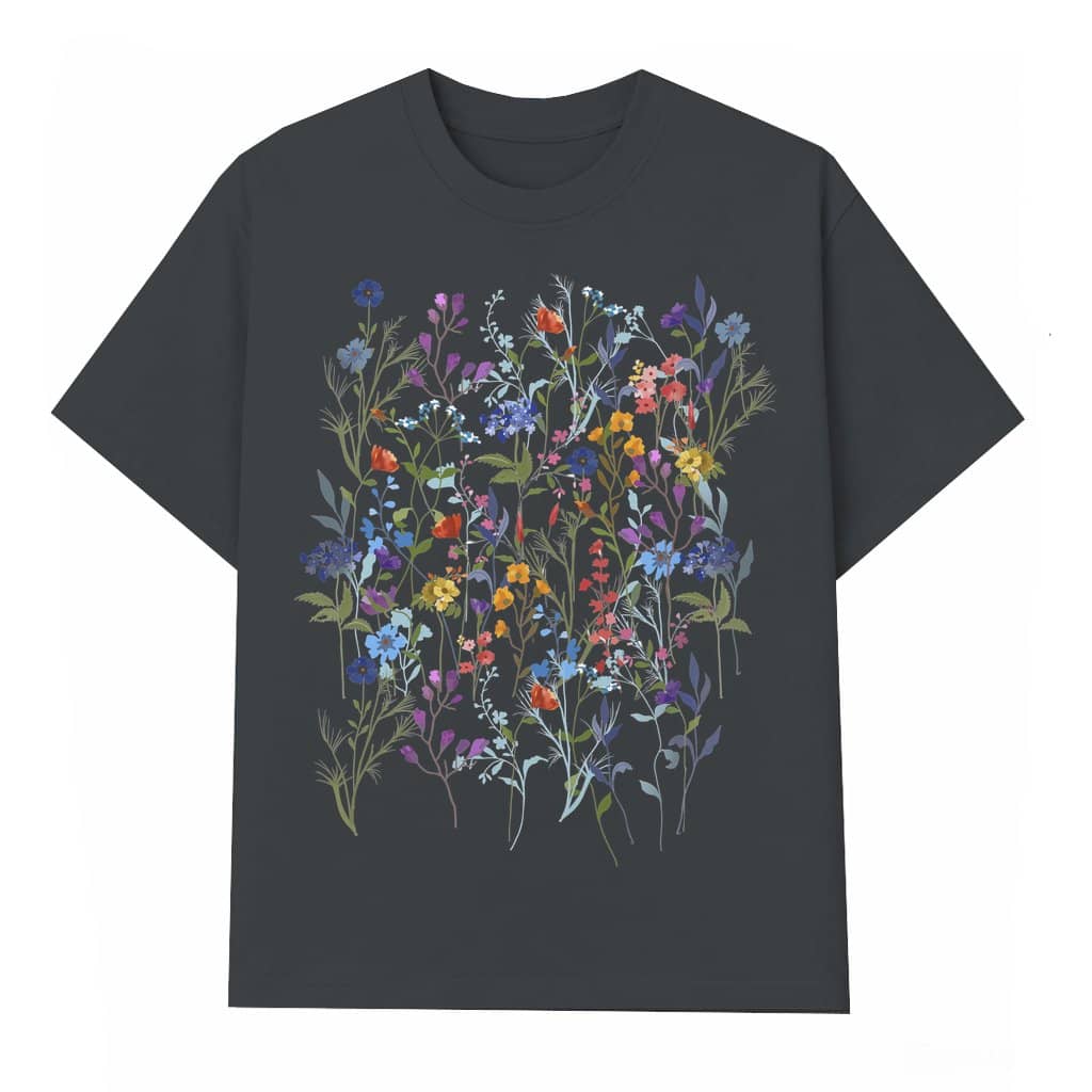 Vintage Pressed Flowers T-shirt – Gift for Gardener Boho Cottagecore Floral