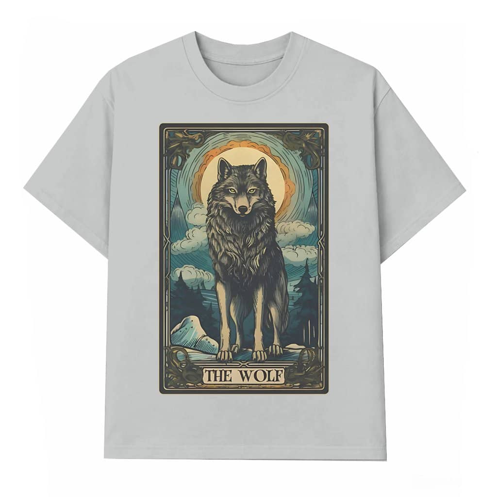 Mystical Wolf Tarot Card T-shirt – Gift for Wolf Lover Vintage Spiritual