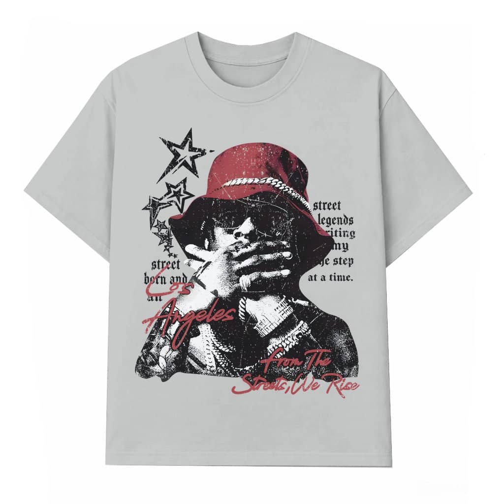 Letter and Star Print T-shirt – Unisex Birthday Gift Vintage Streetwear
