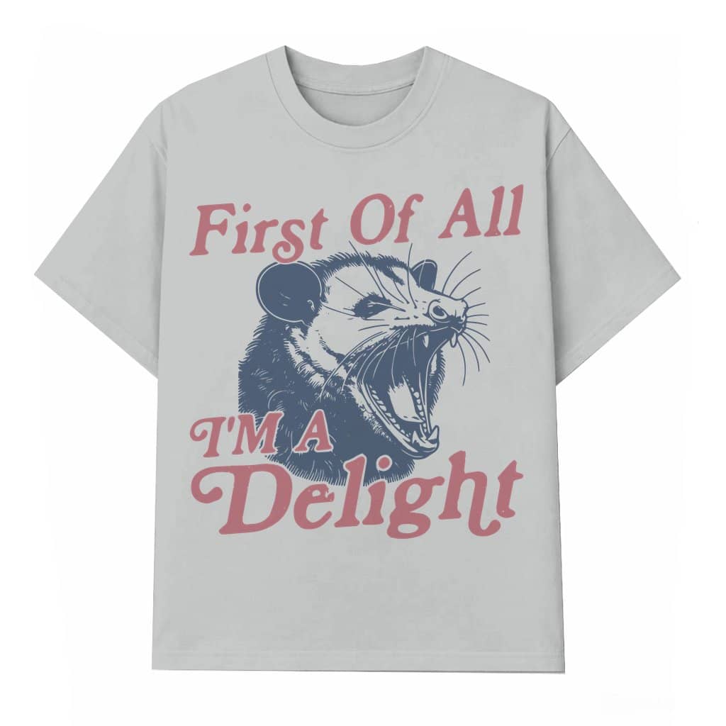Funny Vintage Possum I'm a Delight Wash Tee – Birthday Gift for Him Her