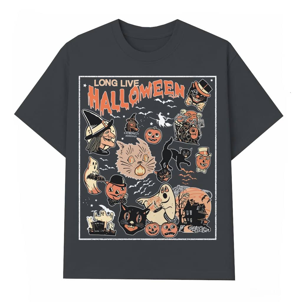 Funny Vintage Black Cat Pumpkin T-shirt – Halloween Lover Gift Retro