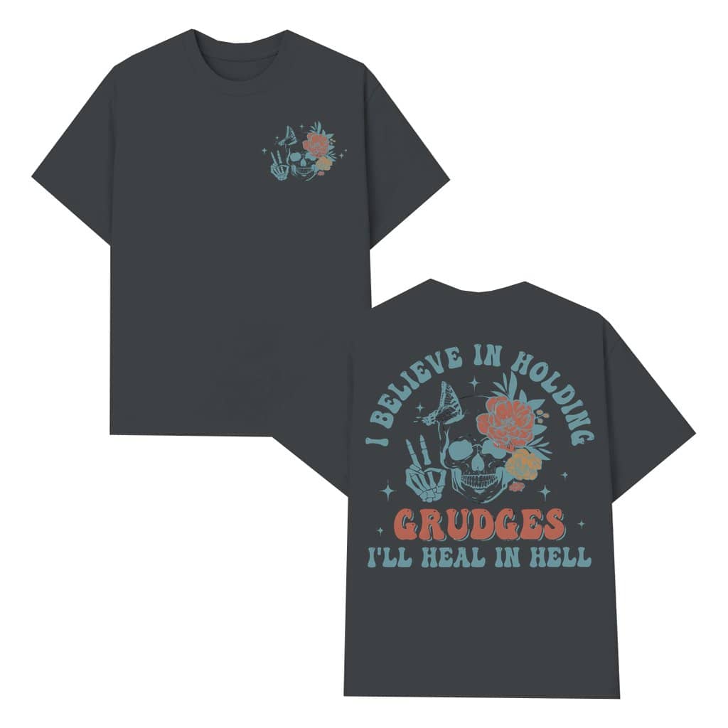 Holding Grudges Floral Skull T-shirt – Funny Sarcastic Gift for Women Men