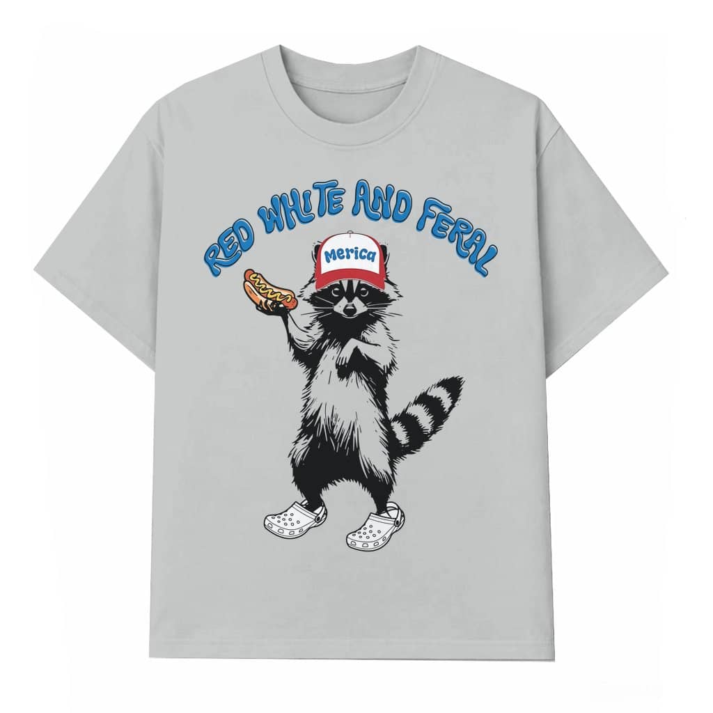Funny Raccoon T-shirt – 4th of July Gift for Men Women Vintage Retro USA Flag