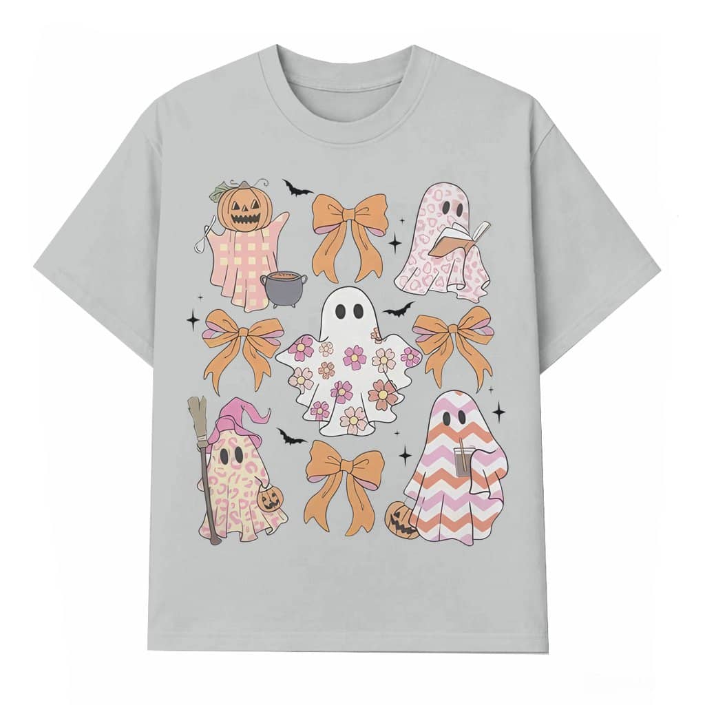 Cute Vintage Ghost T-shirt – Halloween Gift for Women Bookish Coquette