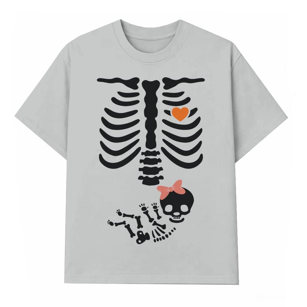 Cute Baby Skeleton T-shirt – Halloween Pregnancy Announcement Gift for Mom to Be