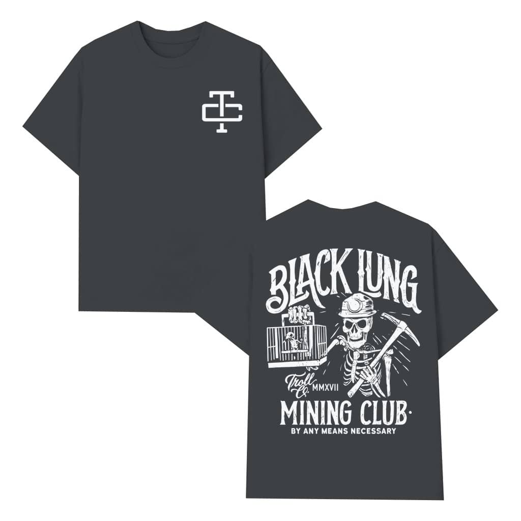 Skeleton Miner Pickaxe Black Lung Mining Club T-shirt – Gift for Miners Streetwear