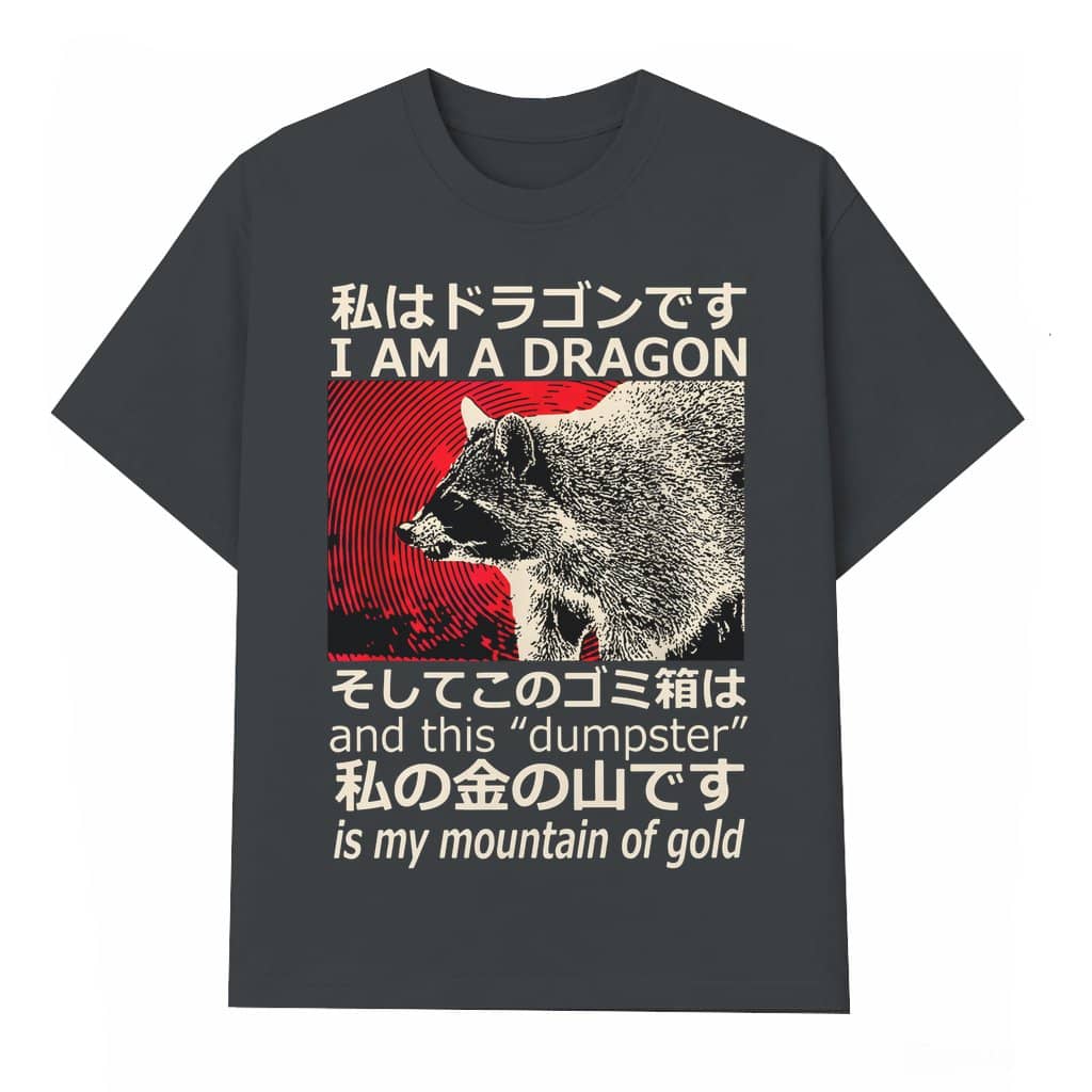 Cute Dragon Raccoon T-shirt – Japanese Animal Birthday Gift for Men Women