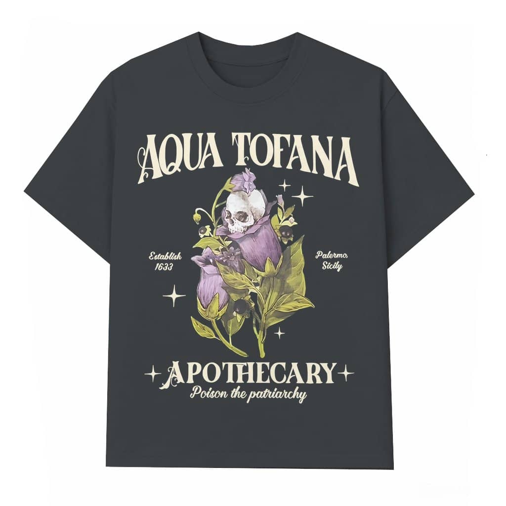 Aqua Tofana Apothecary T-shirt – Gift for Women Vintage Witchy Gothic Mystical