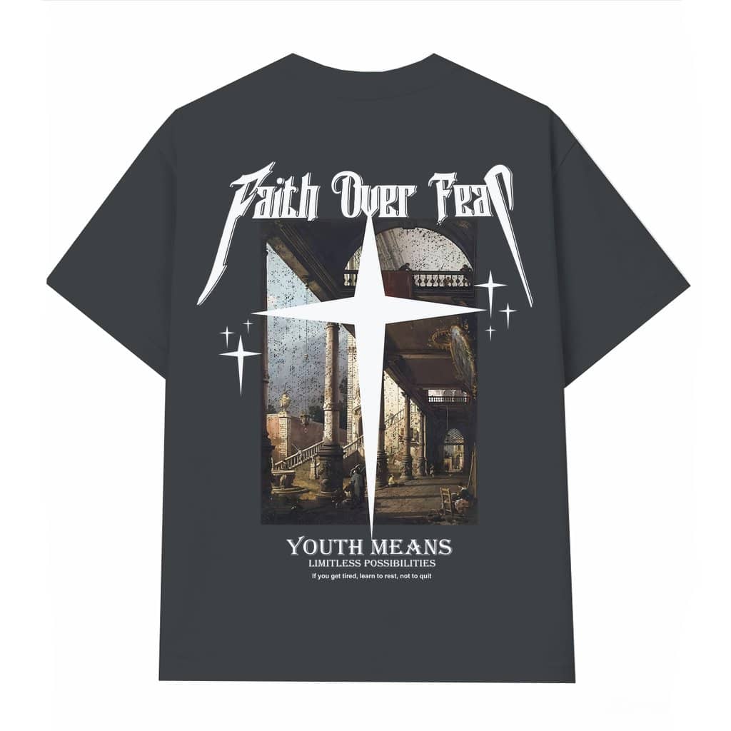 Letter Building T-shirt – Gift for Men Streetwear Drop Shoulder