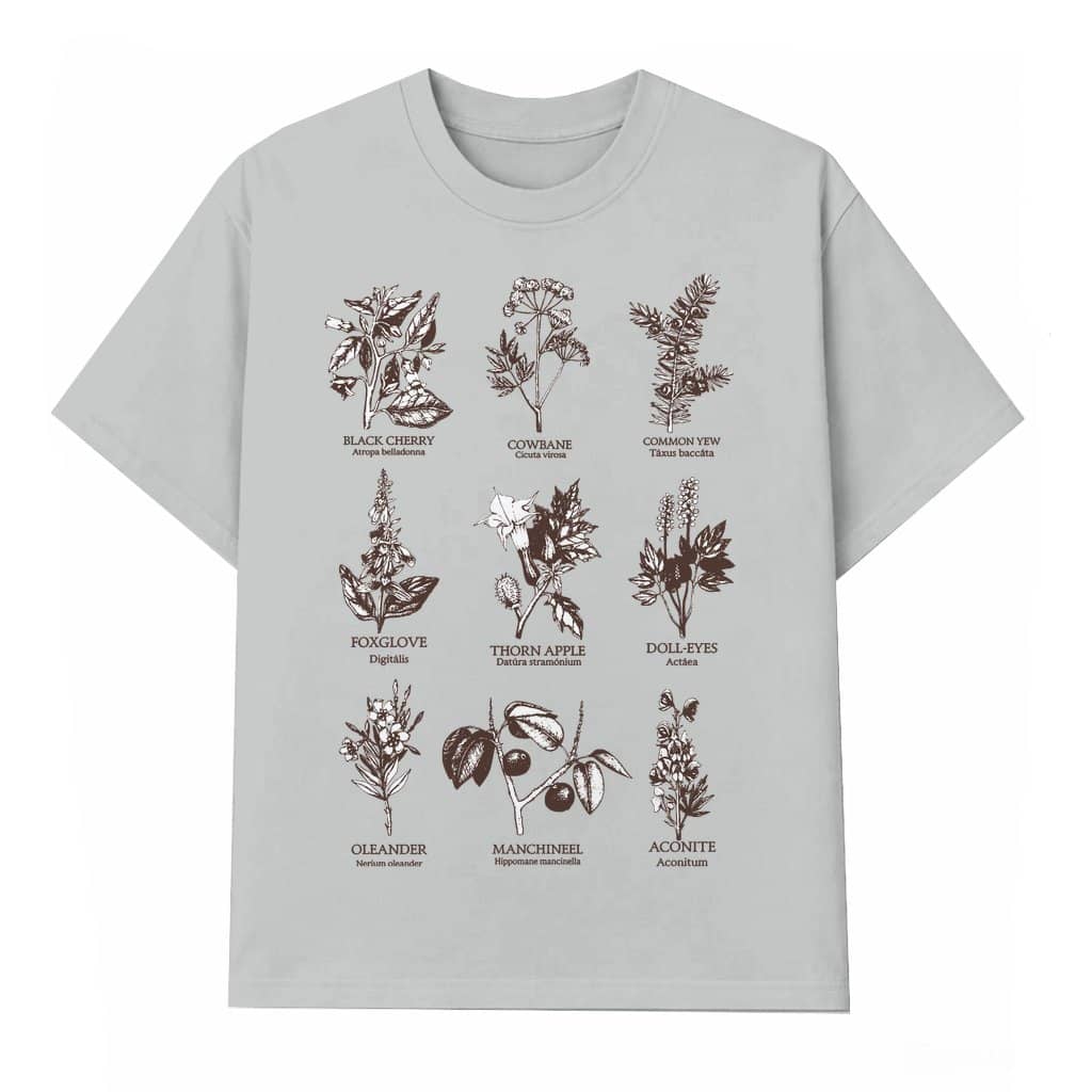 Poisonous Plants T-shirt – Gift for Women Dark Academia Goblincore Aesthetic