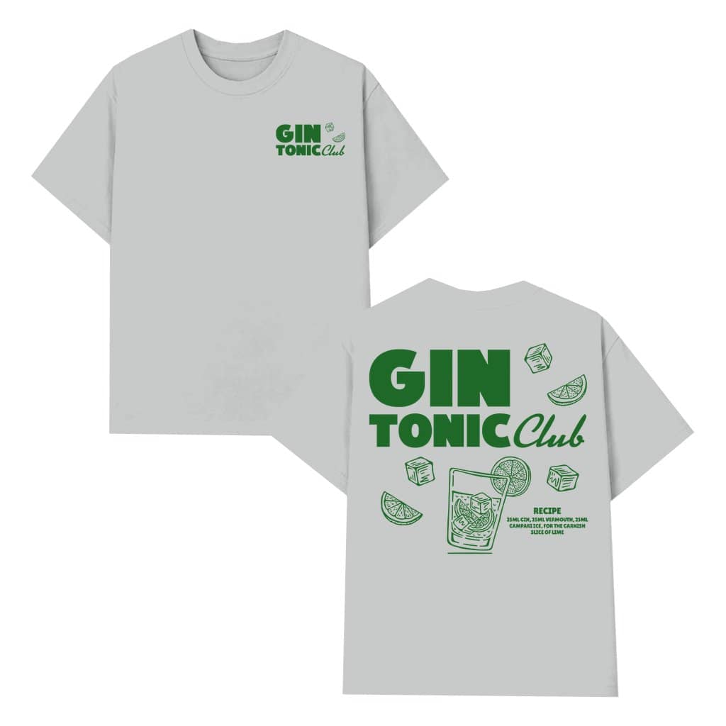 Gin Tonic Club T-shirt – Gin Lover Gift with Lime Ice Cube Graphic