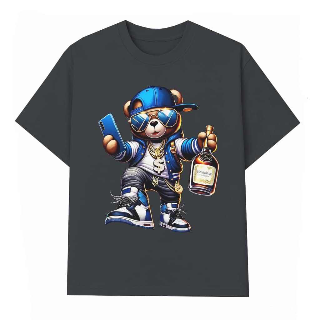 Funny Hip-Hop Bear T-shirt – Birthday Gift for Men Urban Streetwear