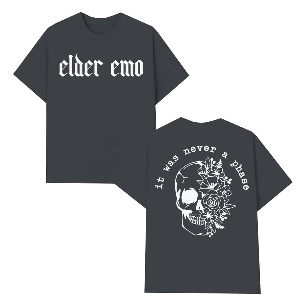 'It Was Never A Phase' Skeleton T-shirt – Birthday Gift for Elder Emo Rock Fan Vintage