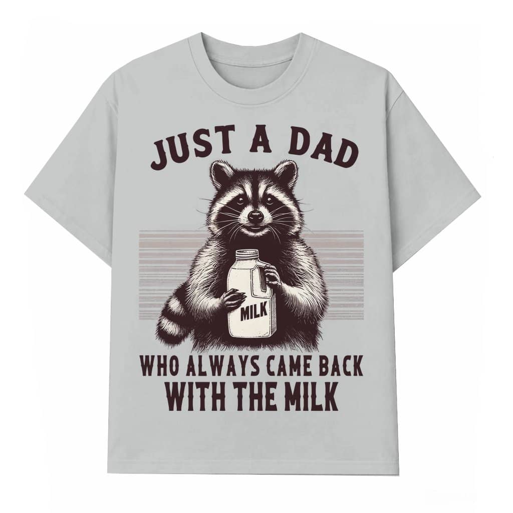 Funny Milk Raccoon T-shirt – Father's Day Gift for Dad Dark Humor Vintage