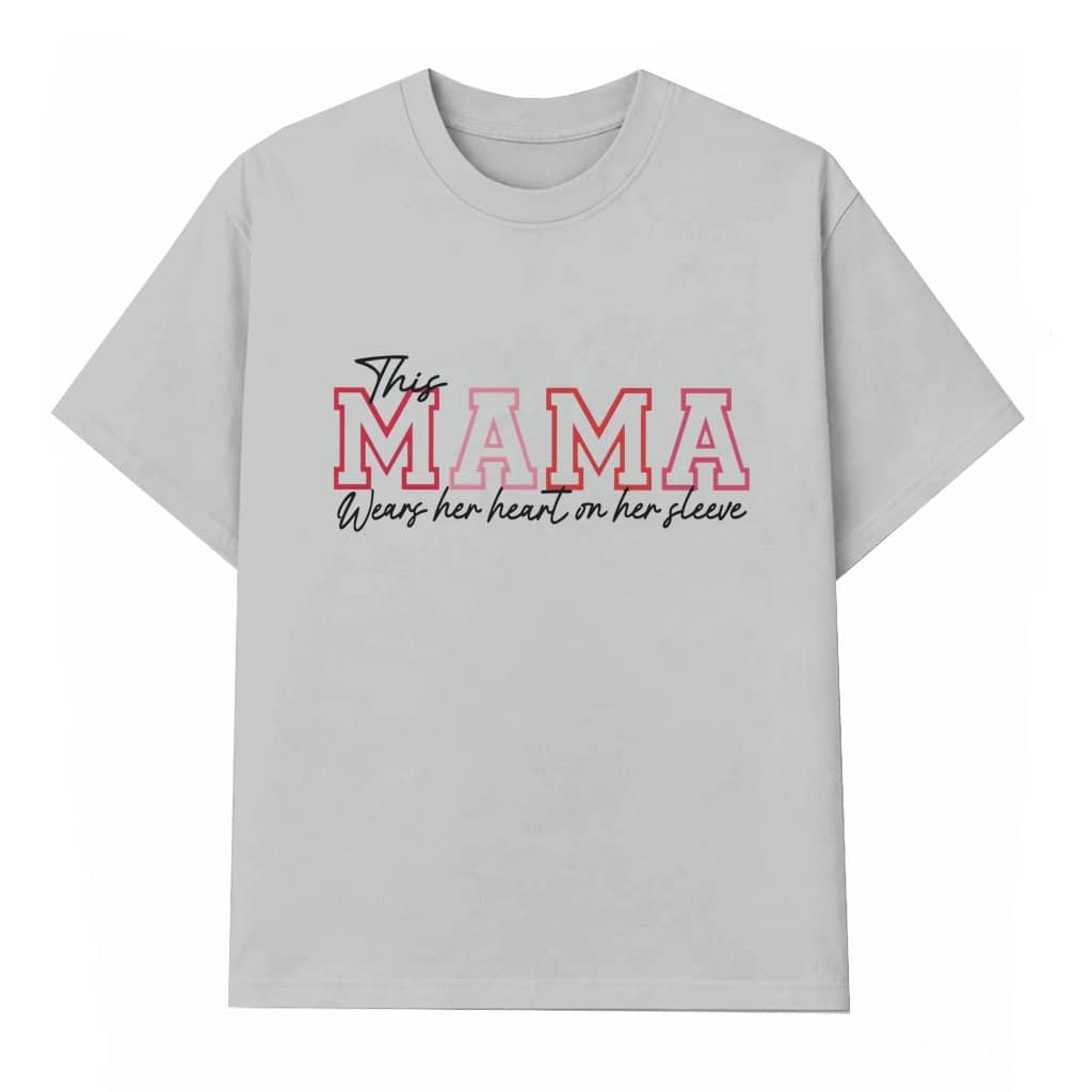 Personalized Mama T-shirt – Mother's Day Gift for Mom Kid Names Heart on Sleeve