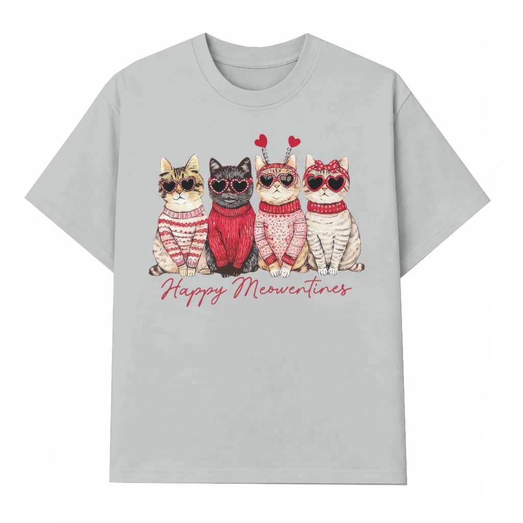 Cute Heart Cat T-shirt – Valentine's Day Gift for Cat Lover