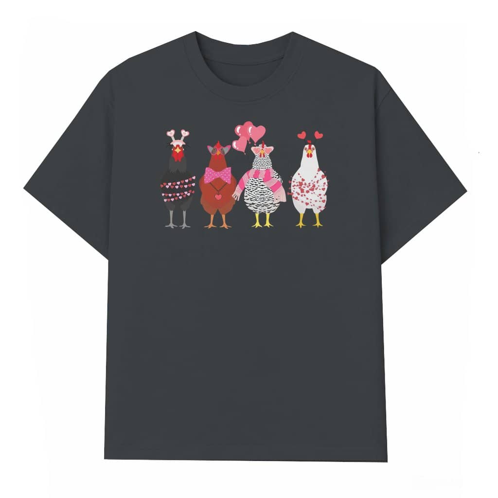 Cute Valentine Chickens T-shirt – Valentine's Day Gift for Chicken Lover Funny Farm Animals