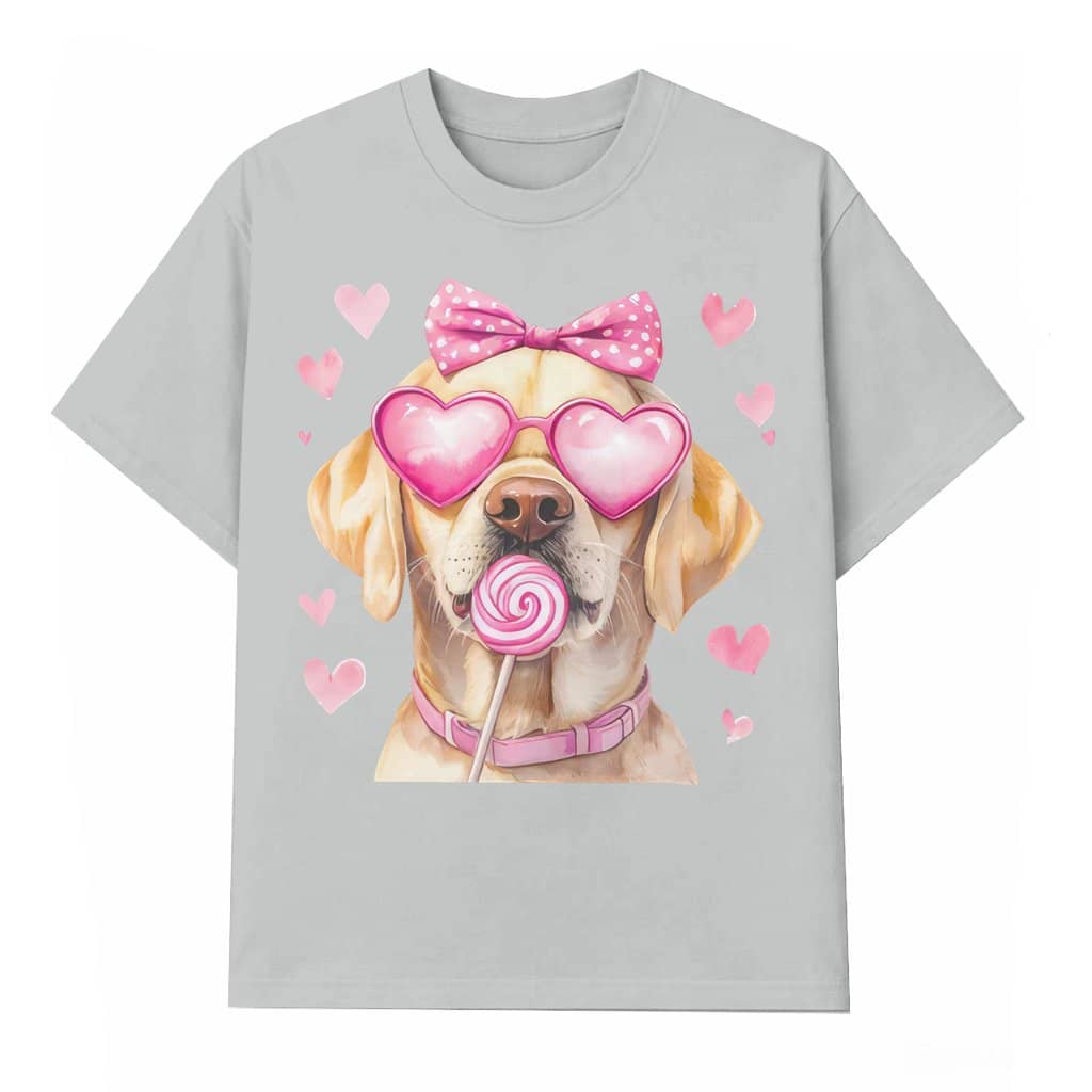 Yellow Lab Dog Lover T-shirt – Valentine's Day Gift for Mom Coquette Style