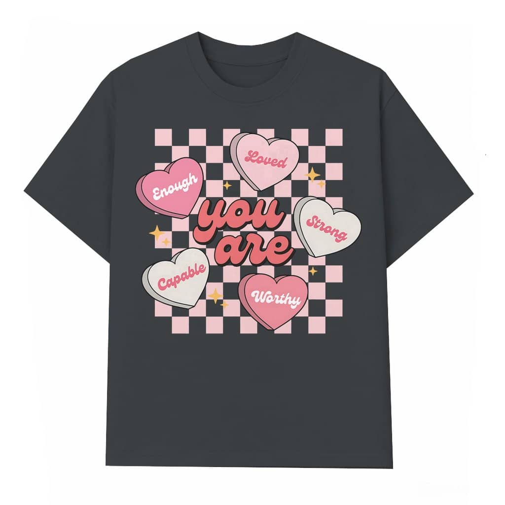 Cute Teacher Retro Heart T-shirt – Valentine's Day Gift for Women