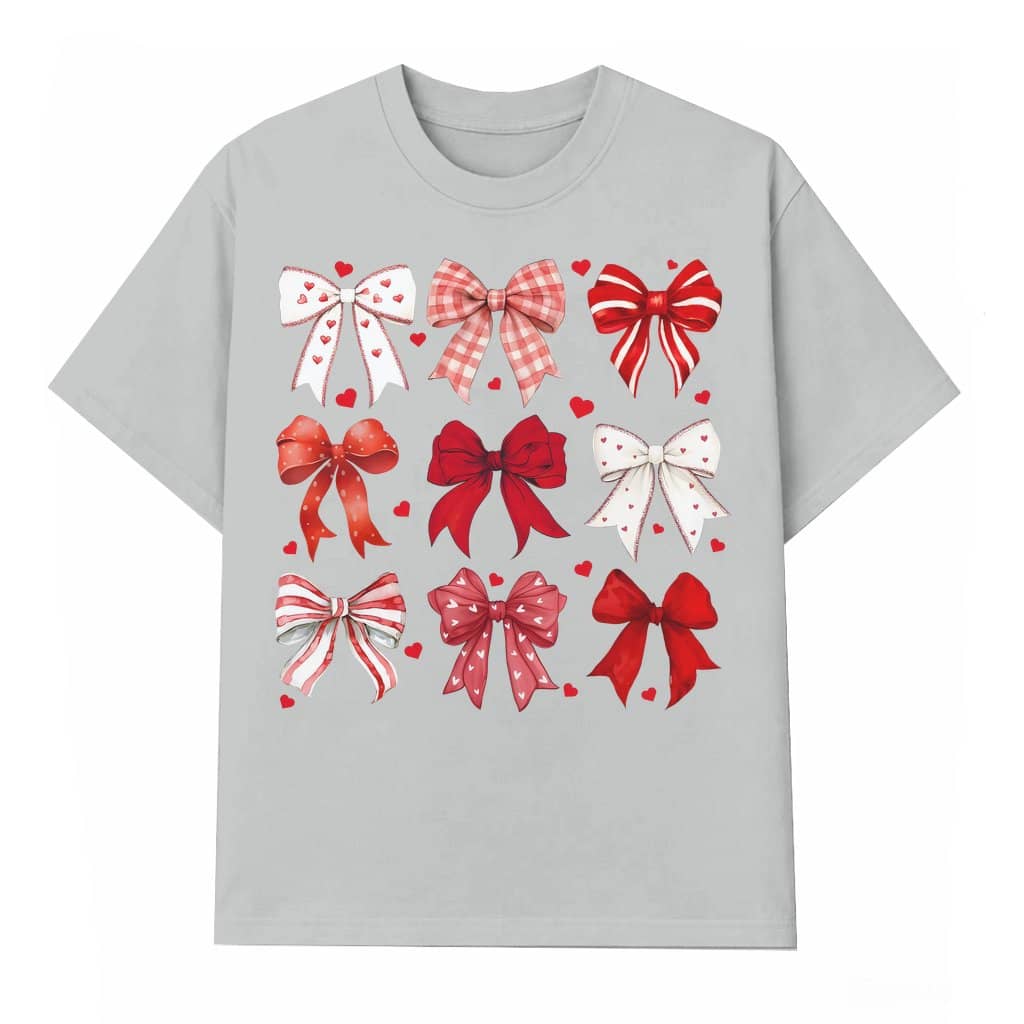 Coquette Heart Bow T-shirt – Valentine's Day Gift for Women Cute Trendy