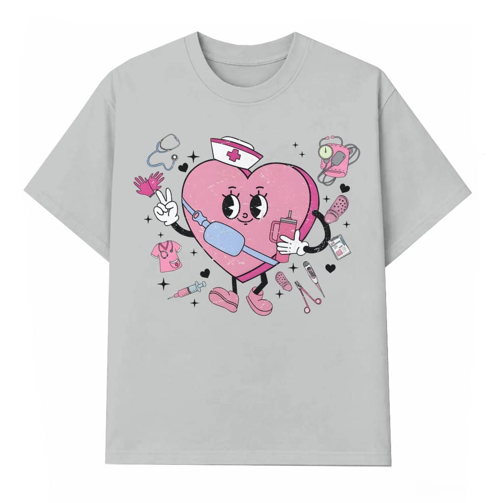 Heart Nurse Coffee Lover T-shirt – Valentine's Day Gift for Nurse Cute Trendy