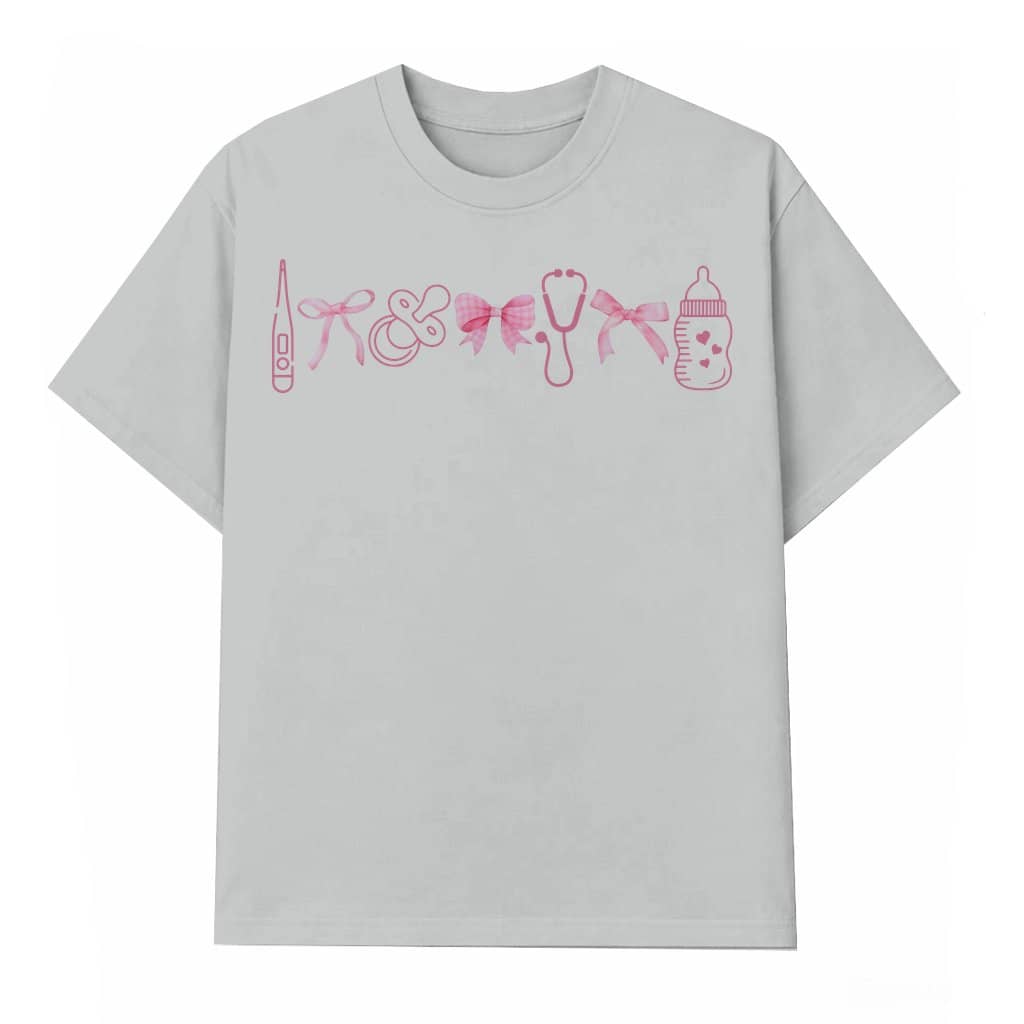 Coquette Mother Baby Nurse T-shirt – Valentine's Day Gift for NICU Nurse Cute