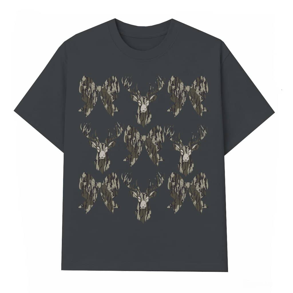 Camo Coquette Bow Deer Duck Hunting T-shirt – Hunting Season Gift for Girls