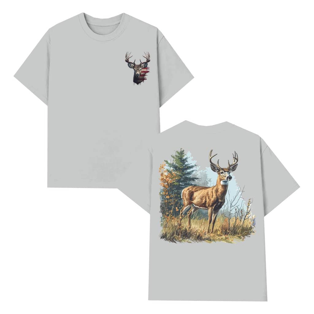 Majestic Deer Wildlife Art T-shirt – Hunting Season Gift for Nature Enthusiasts 2 Sided Print
