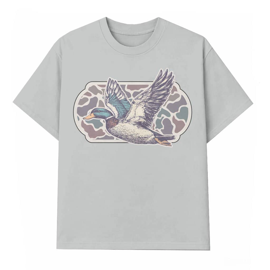 Camo Flying Mallard T-shirt – Hunting Gift for Hunting Lover