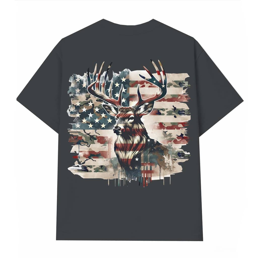 Deer American Flag T-shirt – Hunting Gift for Him Her Patriotic