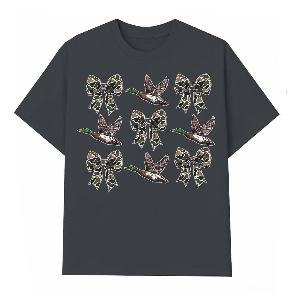 Camo Flying Ducks T-shirt – Hunting Gift for Hunters Coquette Bows