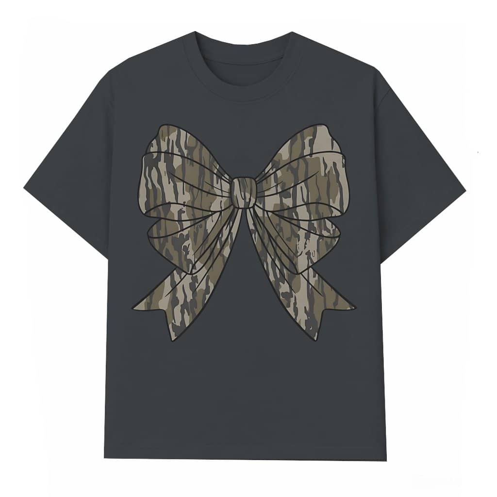 Camo Coquette Bow Duck Hunting T-shirt – Gift for Girls Old School Camo