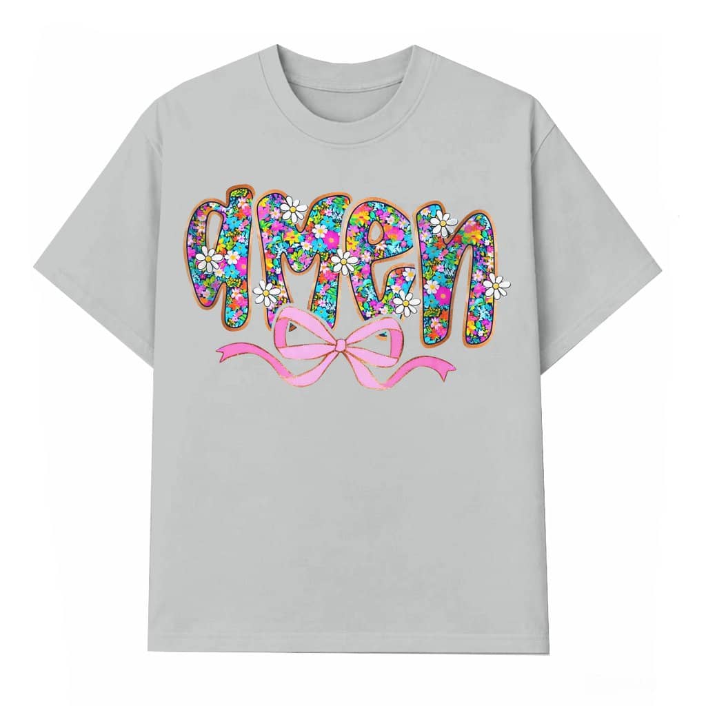 Christian Easter T-shirt – Amen Floral Glitter Bible Verse Gift for Mom