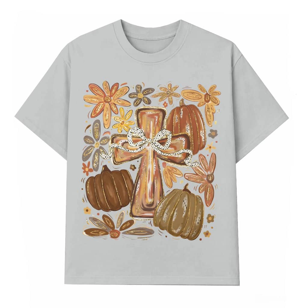 Christian Fall Cross T-shirt – Fall Faith Gift Boho Flowers