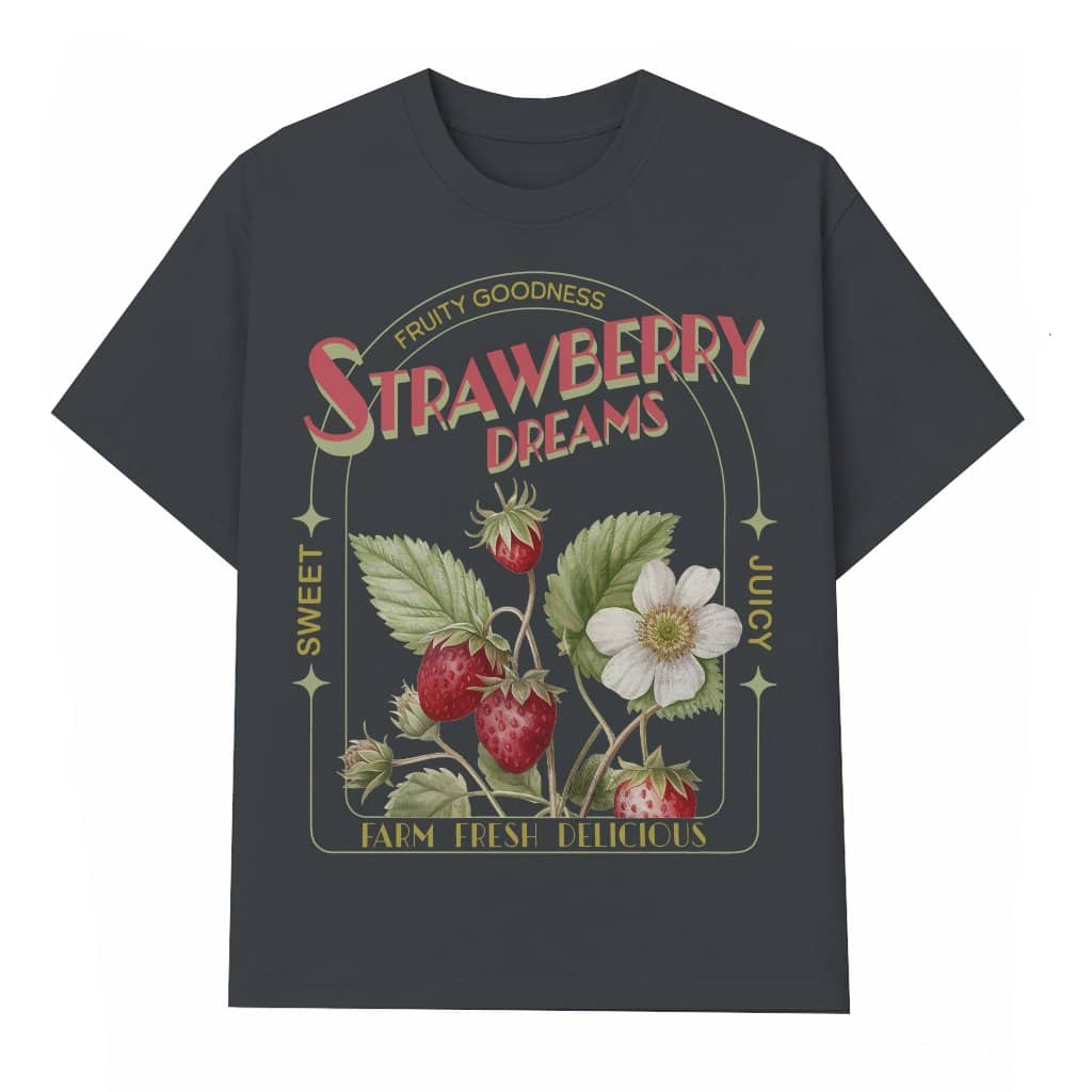 Cute Retro Vintage Strawberry T-shirt – Gift for Fruit Lover