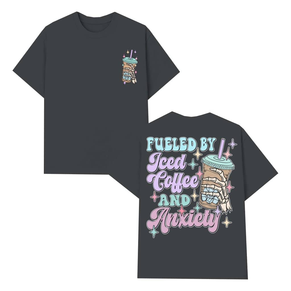 Iced Coffee and Anxiety T-shirt – Funny Gift for Mom Coffee Lover Cute Vintage